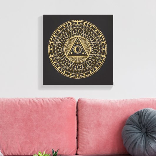 Wiccan-symbool Canvas Afdruk (Insitu (Woonkamer))