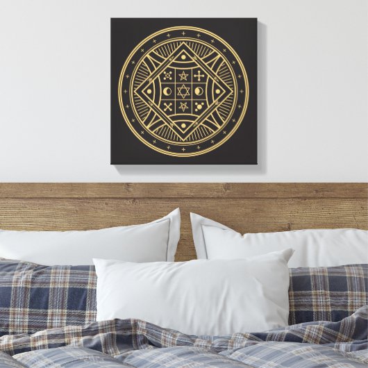 Wiccan-symbool Canvas Afdruk (Insitu (Slaapkamer))