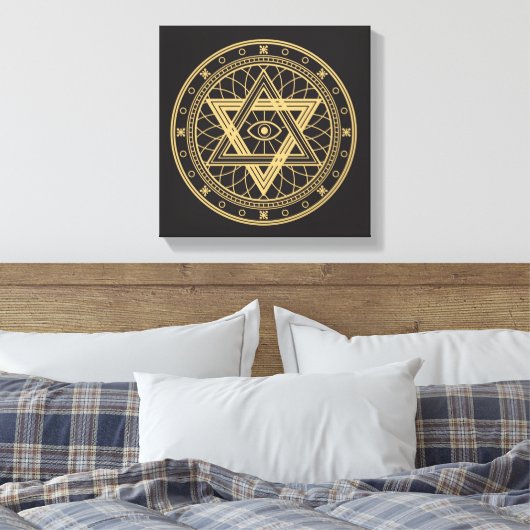 Wiccan-symbool Canvas Afdruk (Insitu (Slaapkamer))
