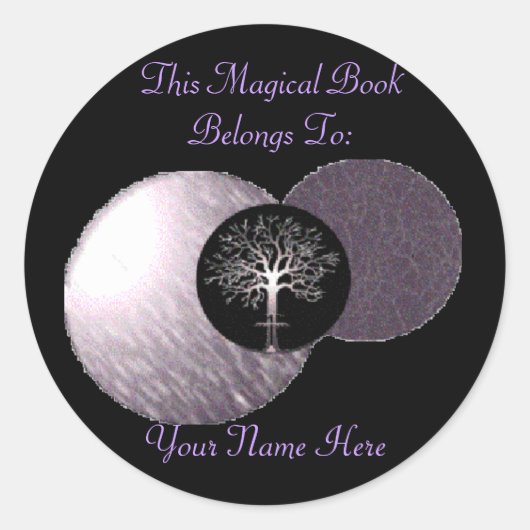 Wiccan Tree - Triple Moon Book Bord Ronde Sticker (Voorkant)
