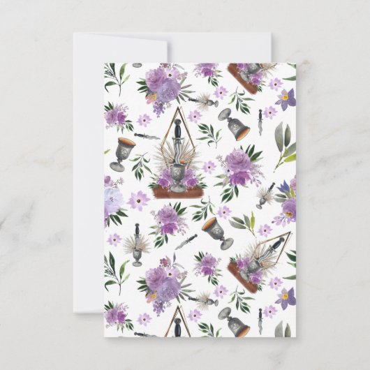 Wiccan Union Handfasting Paars Floral Elegant RSVP Kaartje (Achterkant)