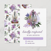 Wiccan Union Handfasting Paars Floral Elegant RSVP Kaartje (Voorkant / Achterkant)
