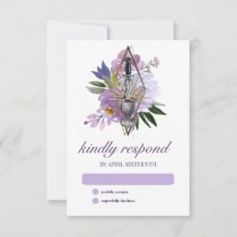 Wiccan Union Handfasting Paars Floral Elegant RSVP Kaartje