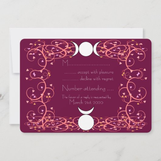 Wiccan Wedding RSVP - Verwante God & Triple Goddes Kaart (Voorkant)