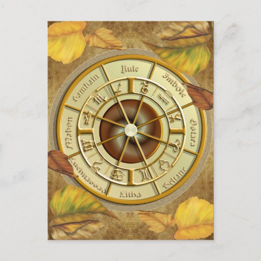 Wiccan Wheel of the Year Briefkaart (Voorkant)
