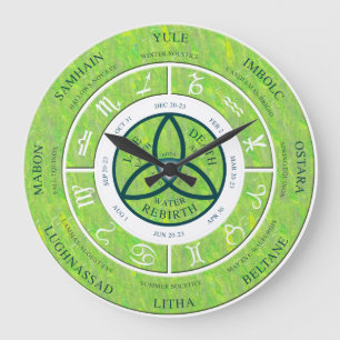 wiccan wheel of the year clock look green grote klok
