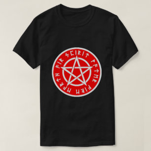 Wiccan white en red pentagram t-shirt