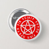 Wiccan white pentagram ronde button 5,7 cm (Voorkant /achterkant)