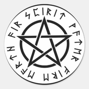 Wiccan white pentagram ronde sticker