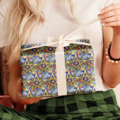 Wiccan Winter Solstice Yule Holly Pentacle Cadeaupapier