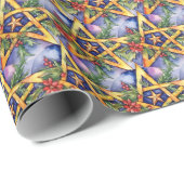 Wiccan Winter Solstice Yule Holly Pentacle Cadeaupapier (Rol Hoek)