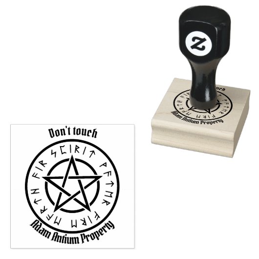Wiccan Zwart pentagram Rubberstempel (Gestempeld)