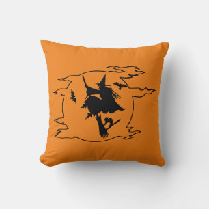 Wich en Broom Halloween Kussen
