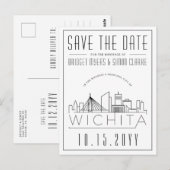 Wichita Bruiloft | Gestileerde skyline De datum op Briefkaart (Voorkant / Achterkant)