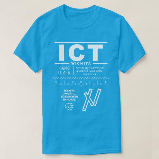 Wichita Dwight D. Eisenhower National Airport ICT T-shirt (Design voorkant)