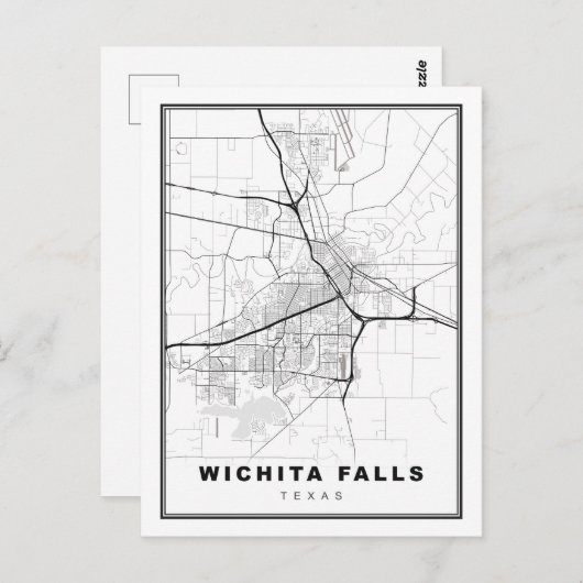 Wichita Falls Map Briefkaart (Voorkant / Achterkant)