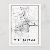 Wichita Falls Map Briefkaart (Voorkant)