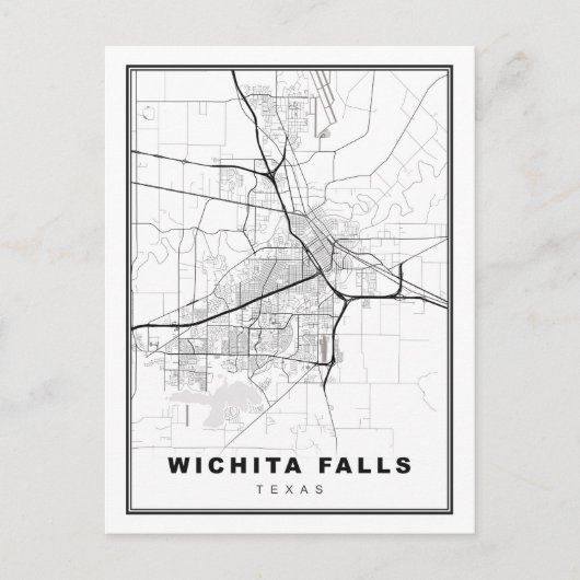 Wichita Falls Map Briefkaart (Voorkant)