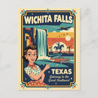 Wichita Falls TX Retro 1950s Reis  Briefkaart