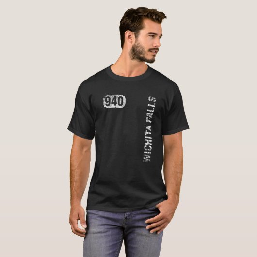 Wichita Herfsten Texas 940 Area Code Retro T-shirt (Voorkant volledig)