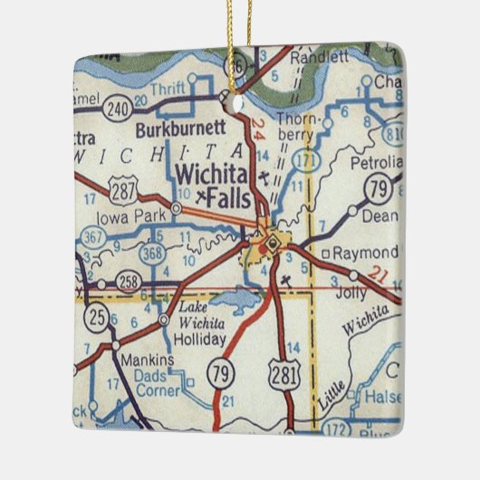 Wichita Herfsten TX kaart Keramisch Ornament (Links)