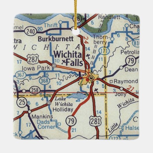 Wichita Herfsten TX  kaart Keramisch Ornament (Achterkant)