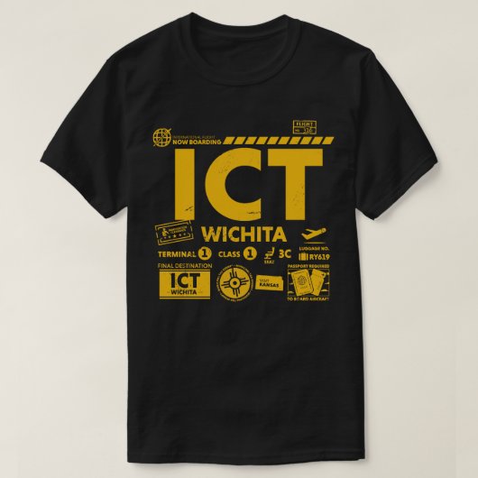 Wichita ICT luchthavencode Reisdag Retro T-shirt (Design voorkant)