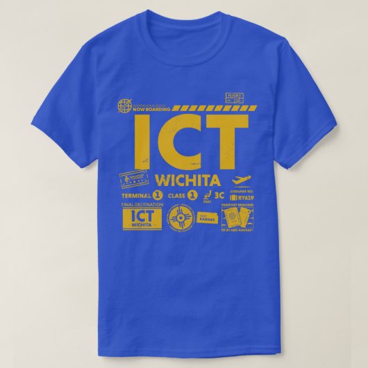  Wichita ICT luchthavencode Reisdag Retro T-shirt (Design voorkant)