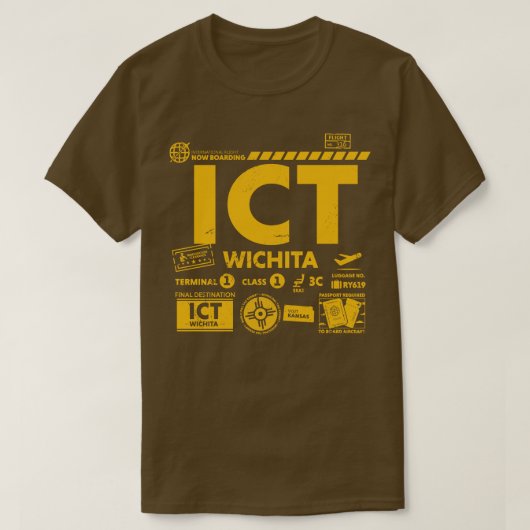  Wichita ICT luchthavencode Reisdag Retro T-shirt (Design voorkant)