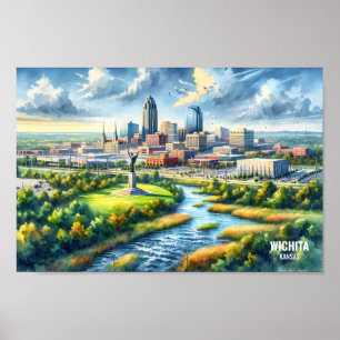 Wichita Kansas Famous Travel Places waterverf Poster