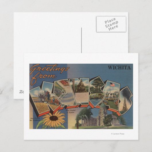 Wichita, Kansas - Grote letterscènes Briefkaart (Voorkant / Achterkant)