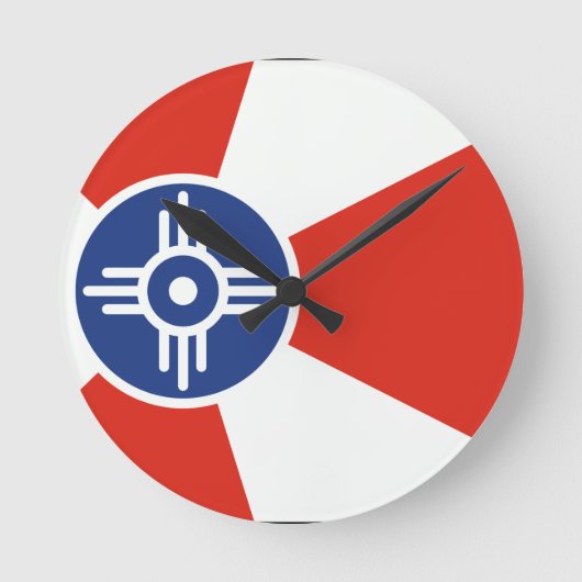 Wichita Kansas ICT Flag Ronde Klok (Voorkant)