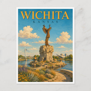 Wichita Kansas Keeper-standbeeld GeoSaga Briefkaart