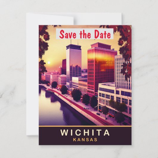 Wichita, Kansas, Reisansichtkaart,  Save The Date (Voorkant)