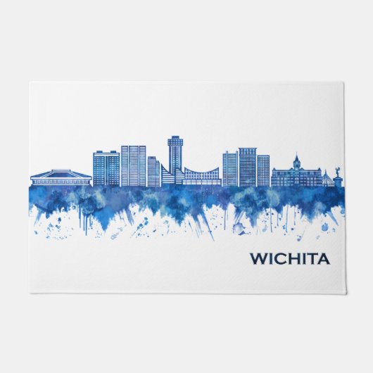 Wichita Kansas Skyline Blue Deurmat (Voorkant)