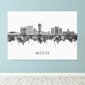 Wichita Kansas Skyline BW Canvas Afdruk (Insitu (Houten vloer))