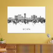 Wichita Kansas Skyline BW Canvas Afdruk (Insitu (Woonkamer))
