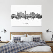 Wichita Kansas Skyline BW Canvas Afdruk (Insitu (Slaapkamer))