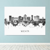 Wichita Kansas Skyline BW Canvas Afdruk (Insitu (Houten vloer))