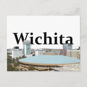 Wichita Kansas Skyline met Wichita in de lucht Briefkaart