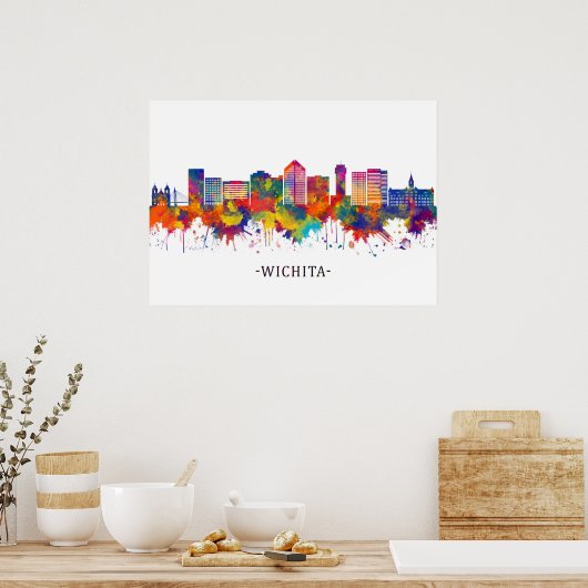 Wichita Kansas Skyline Poster (Keuken)
