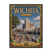 Wichita Kansas Vintage Art Deco Gouden Tijdperk