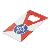 Wichita KS ICT Flag Creditkaart Flessenopener (Voorkant Gekanteld)