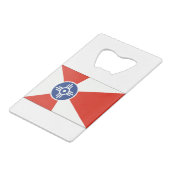 Wichita KS ICT Flag Creditkaart Flessenopener (Achterkant Gekanteld)