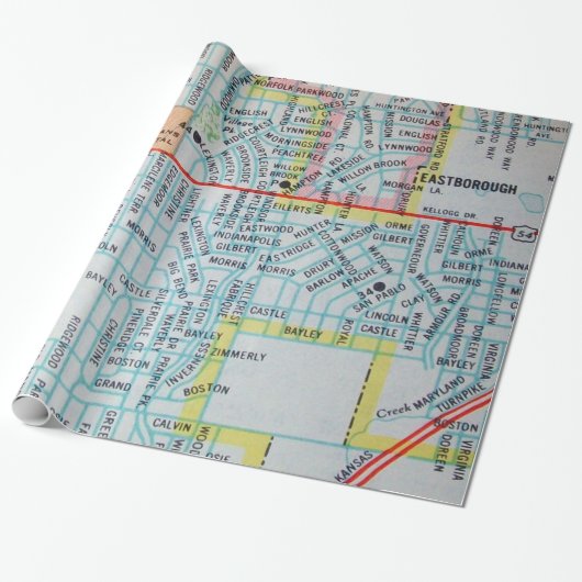 Wichita, KS kaart Cadeaupapier (Uitgerold)
