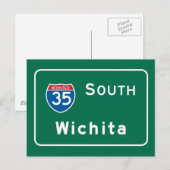 Wichita, KS Road Sign Briefkaart (Voorkant / Achterkant)