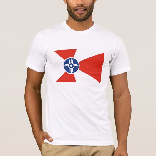 Wichita vlag Kansas staat Amerika T-shirt (Voorkant)