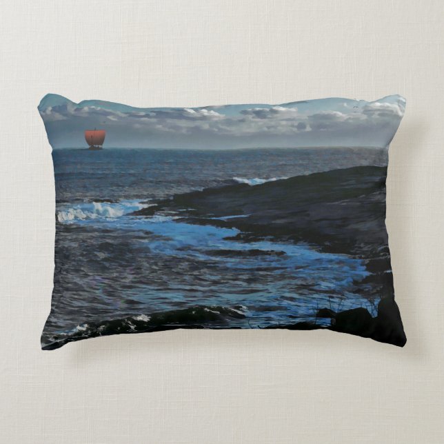 Wick Bay Viking-langschip Accent Kussen (Voorkant)