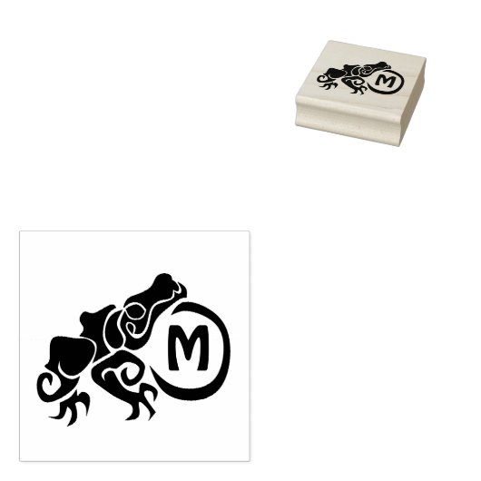 Wick Tribal Frog Monogram Rubberstempel (Gestempeld)