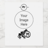 Wick Tribal Frog Monogram Wijn Etiket (Enkel label)